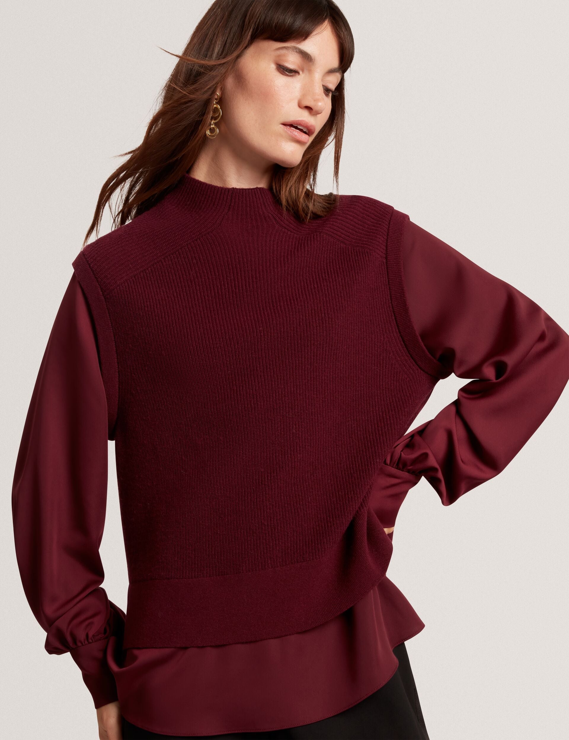 Ted Baker Caycey 2In1 Knit Vest Long Sleeve Shirt Women's