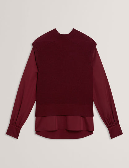 Ted Baker Caycey 2In1 Knit Vest Long Sleeve Shirt Women's