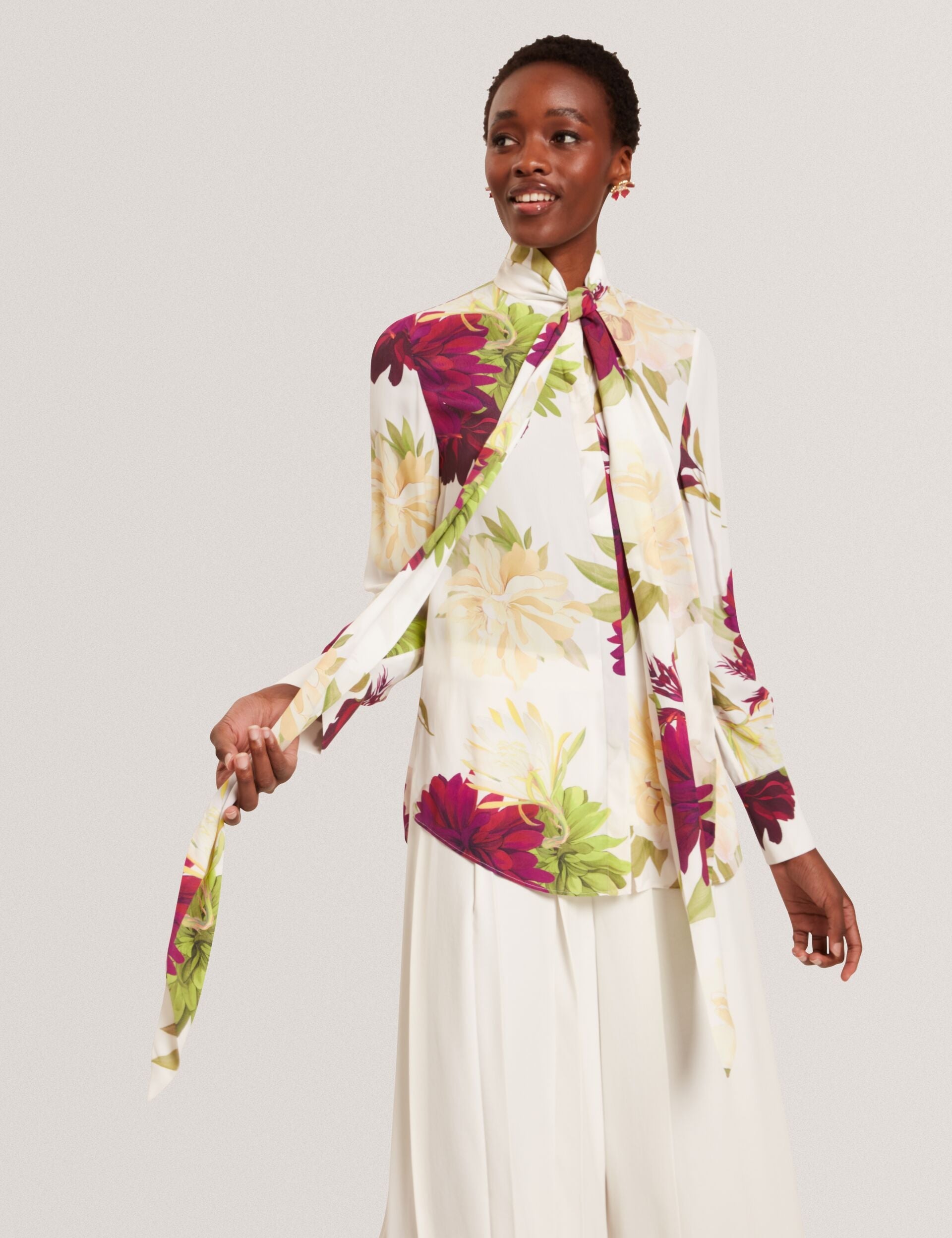 Ted Baker Marzena Printed Scarf Neck Long Sleeve Blouse Women's