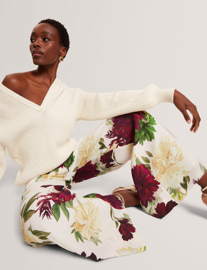 Ted Baker Tomasia Dahlia Print Wide Leg Woven Trousers Women's