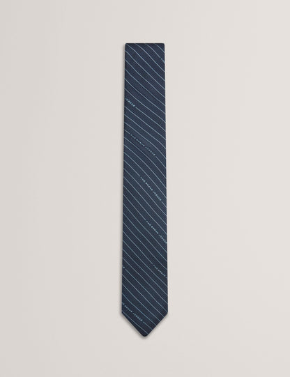 Ted Baker Octavio Logo Pinstripe Woven Silk Tie