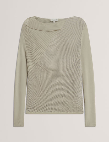 Ted Baker Ceyloaa Sheer Detail Knit Long Sleeve Top Women's