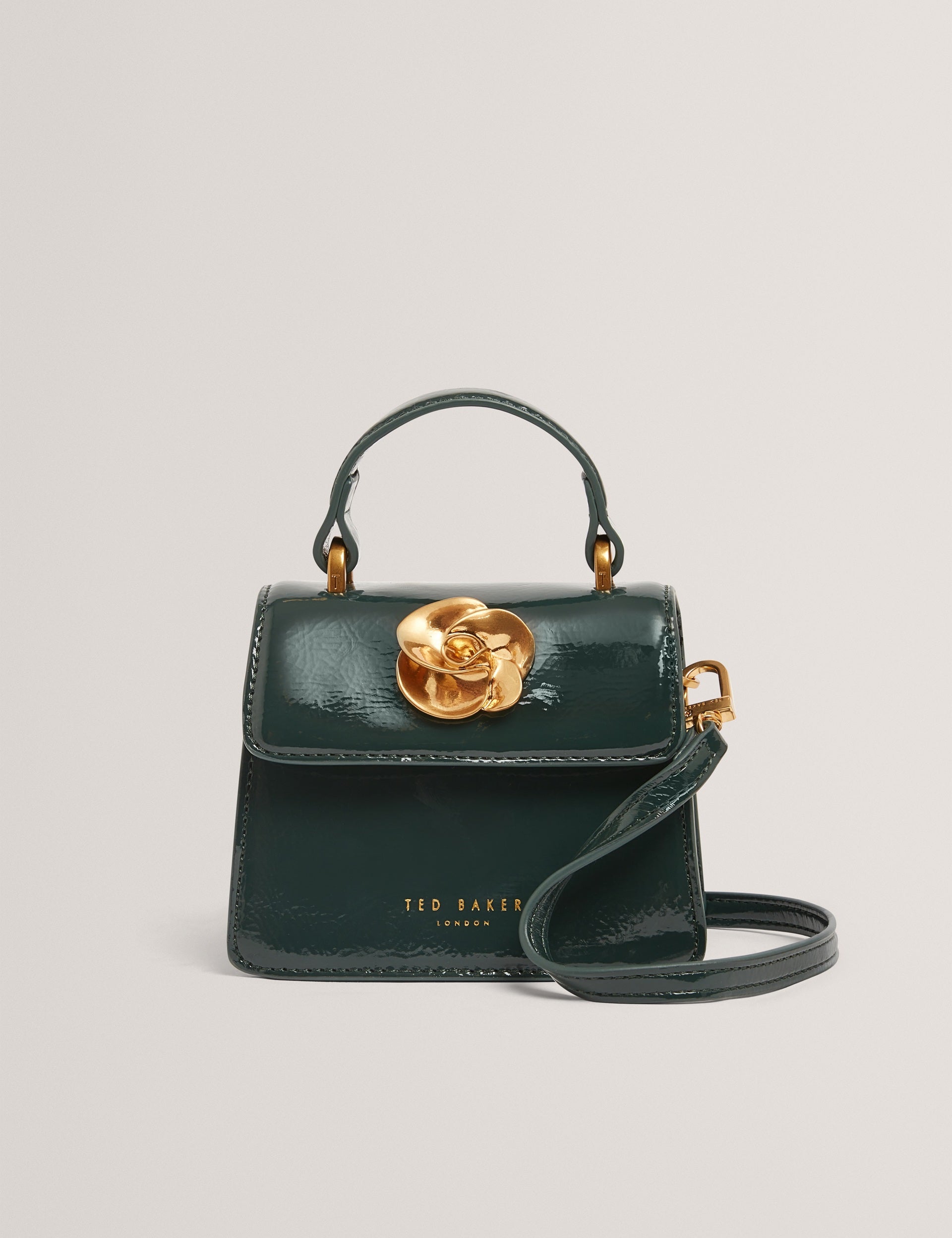 Ted Baker Roselah Hardware Rose Mini Top Handle Bag In Dkgreen Women's