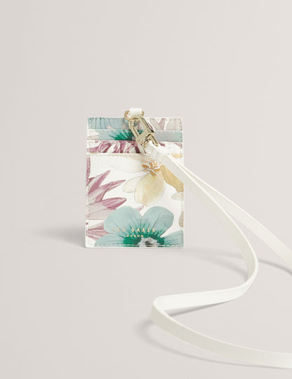Ted Baker Halii Pastel Floral Pu Card Holder Lanyard Women's
