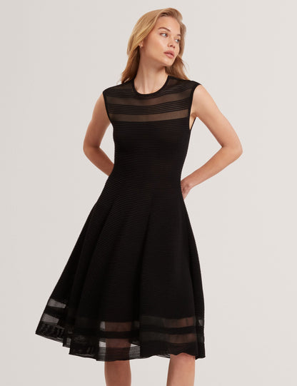 Ted Baker Suusaan Sheer Panel Ribbed Knit Skater Dress Women's