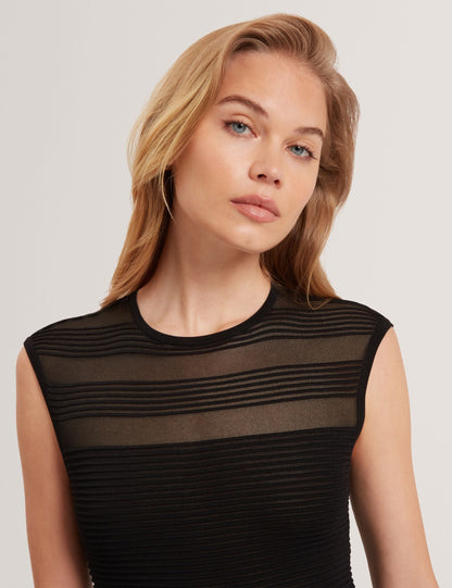 Ted Baker Suusaan Sheer Panel Ribbed Knit Skater Dress Women's