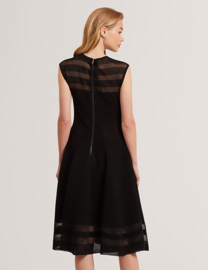 Ted Baker Suusaan Sheer Panel Ribbed Knit Skater Dress Women's