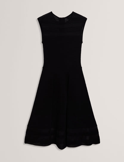 Ted Baker Suusaan Sheer Panel Ribbed Knit Skater Dress Women's