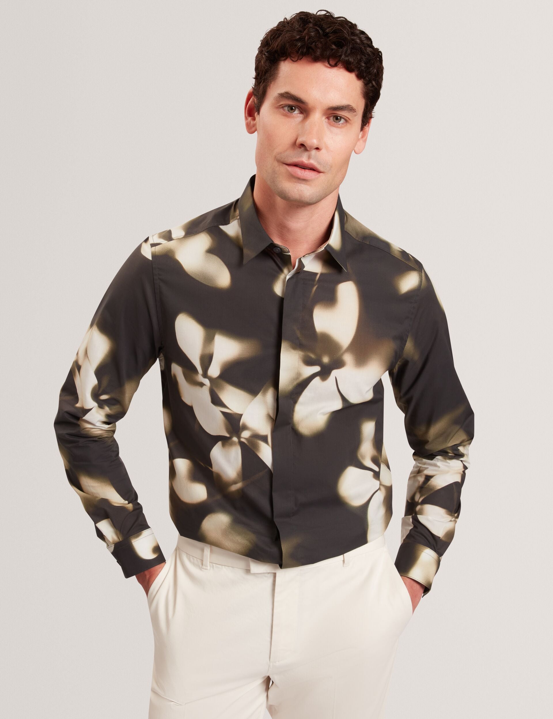 Ted Baker Wrenin Photographic Floral Print Long Sleeve Shirt