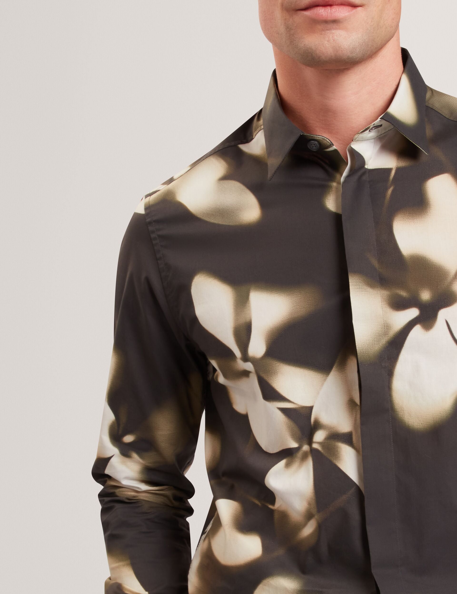 Ted Baker Wrenin Photographic Floral Print Long Sleeve Shirt