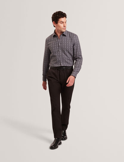 Ted Baker Vyser Jacquard Check Woven Long Sleeve Shirt