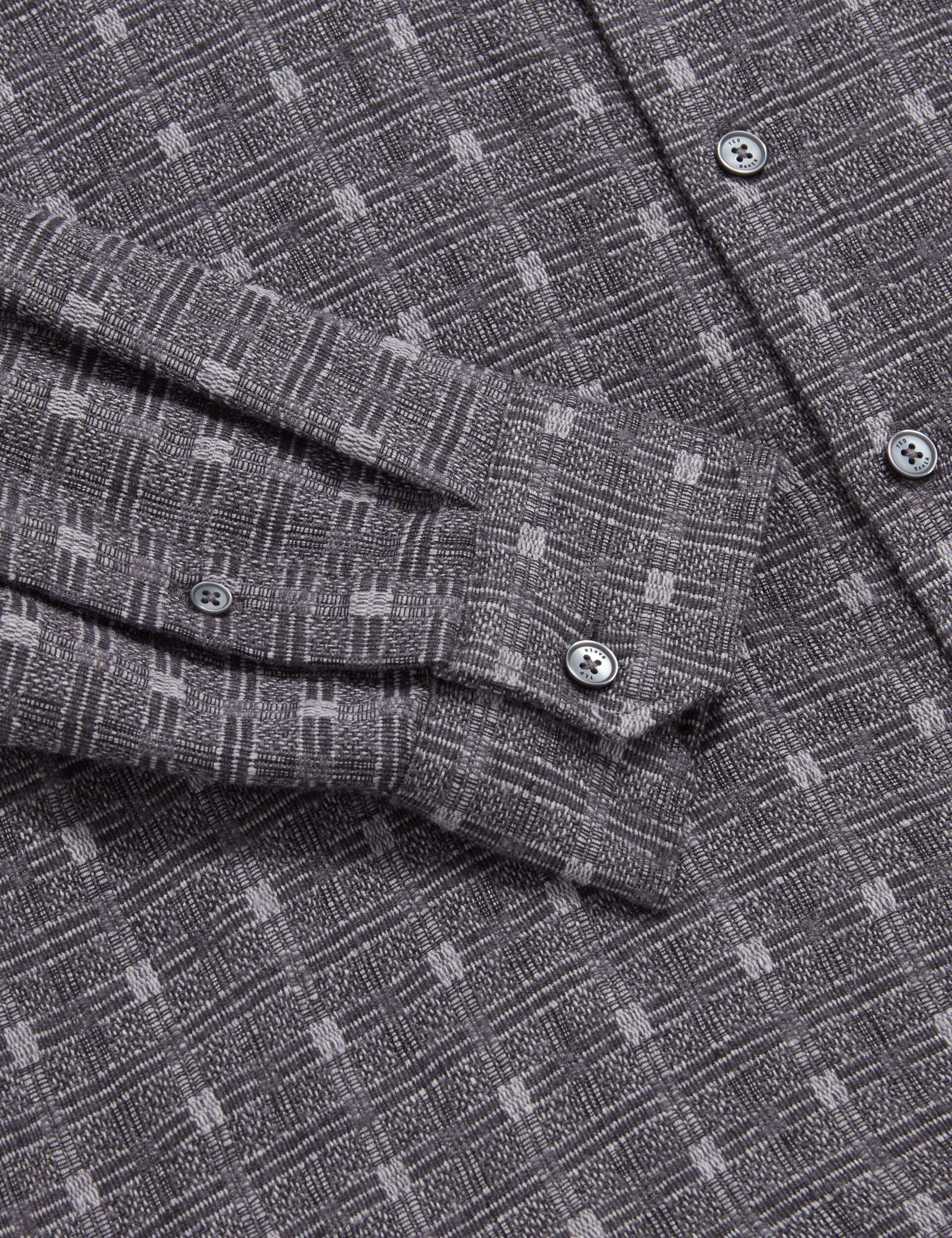 Ted Baker Vyser Jacquard Check Woven Long Sleeve Shirt
