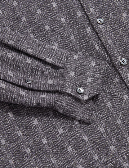Ted Baker Vyser Jacquard Check Woven Long Sleeve Shirt