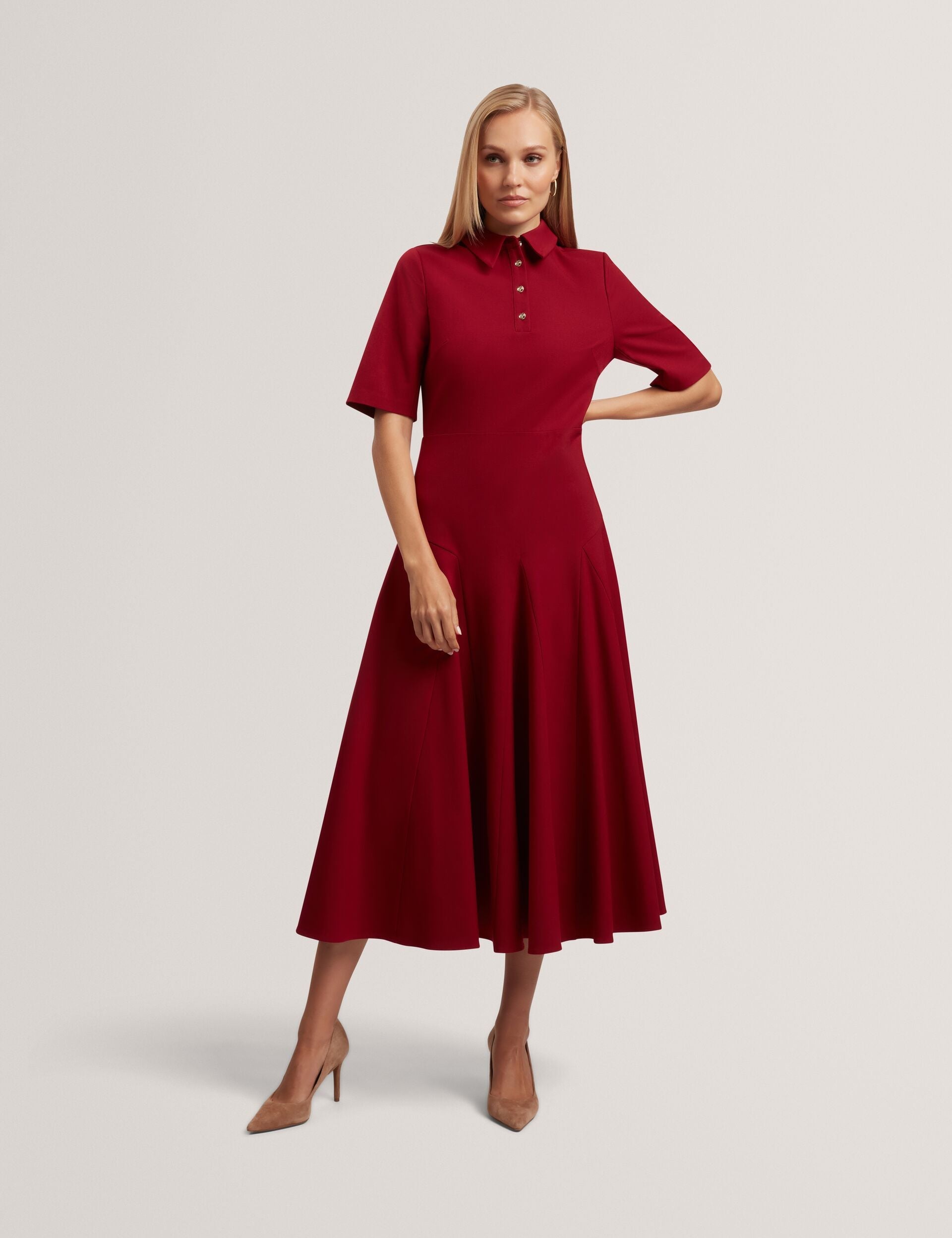 Ted Baker Larosa Button Front Twill Midi Shirt Dress Women's