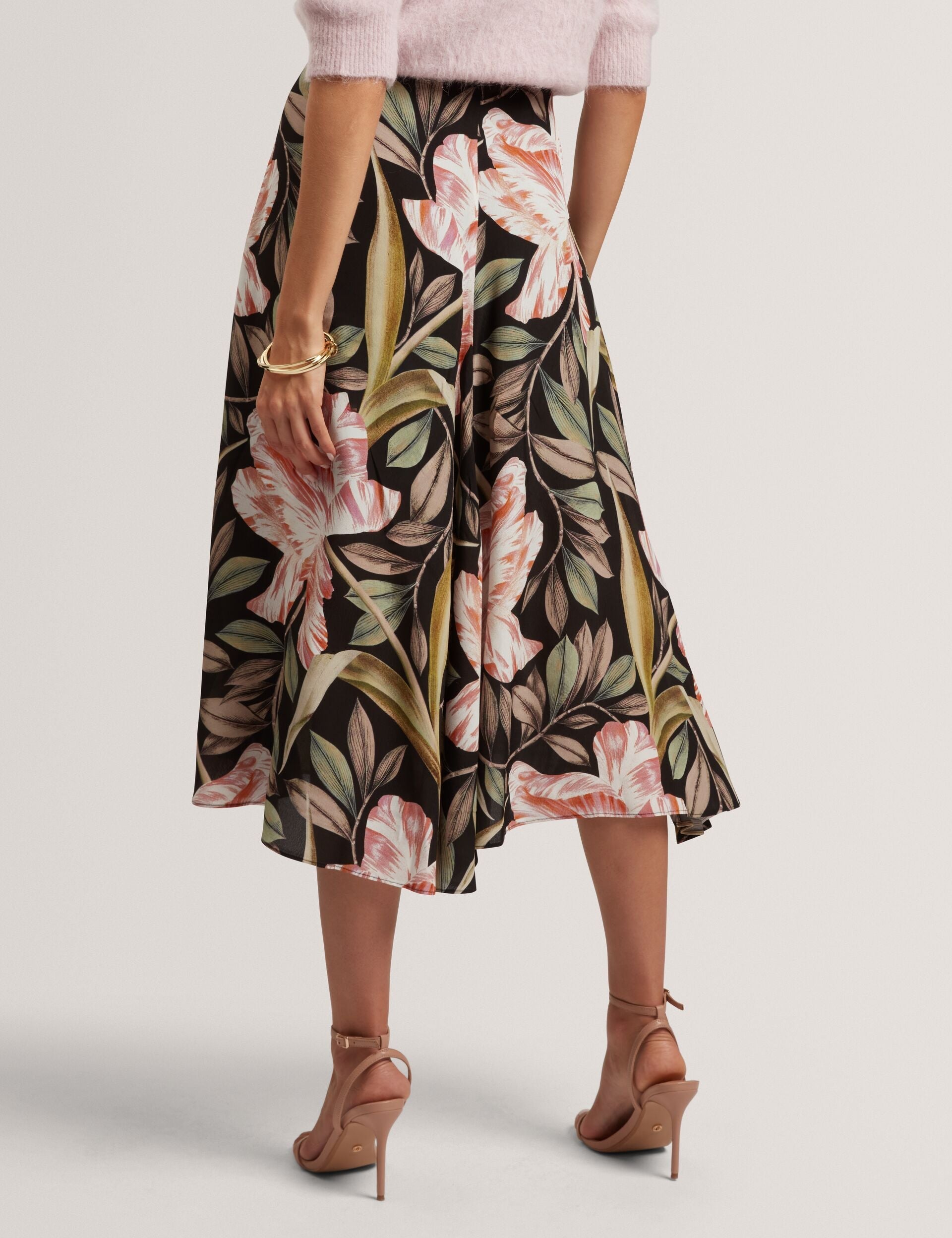 Ted Baker Ehmili Tulip Print Godet Asymmetric Midi Skirt Women's