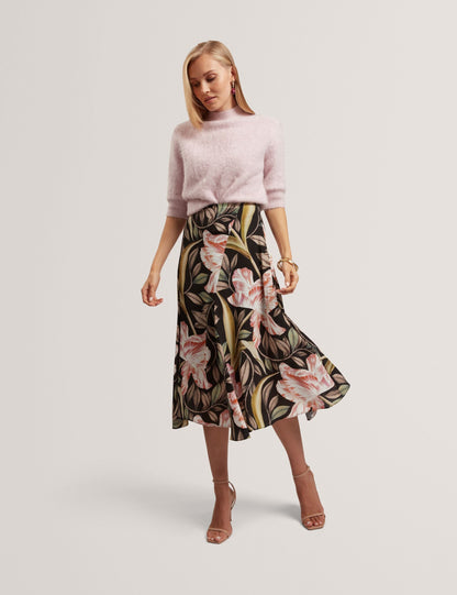 Ted Baker Ehmili Tulip Print Godet Asymmetric Midi Skirt Women's