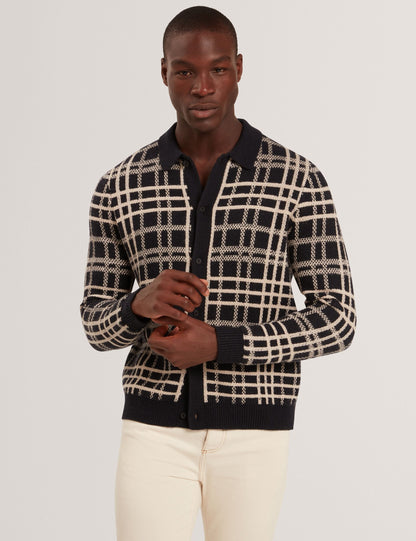 Ted Baker Jovien Check Print Buttonthrough Knit Polo