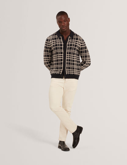 Ted Baker Jovien Check Print Buttonthrough Knit Polo