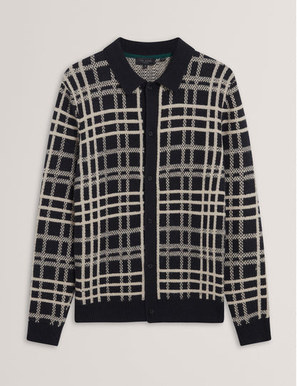 Ted Baker Jovien Check Print Buttonthrough Knit Polo
