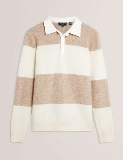 Ted Baker Solaran Alpaca Wool Block Stripe Rugby Shirt