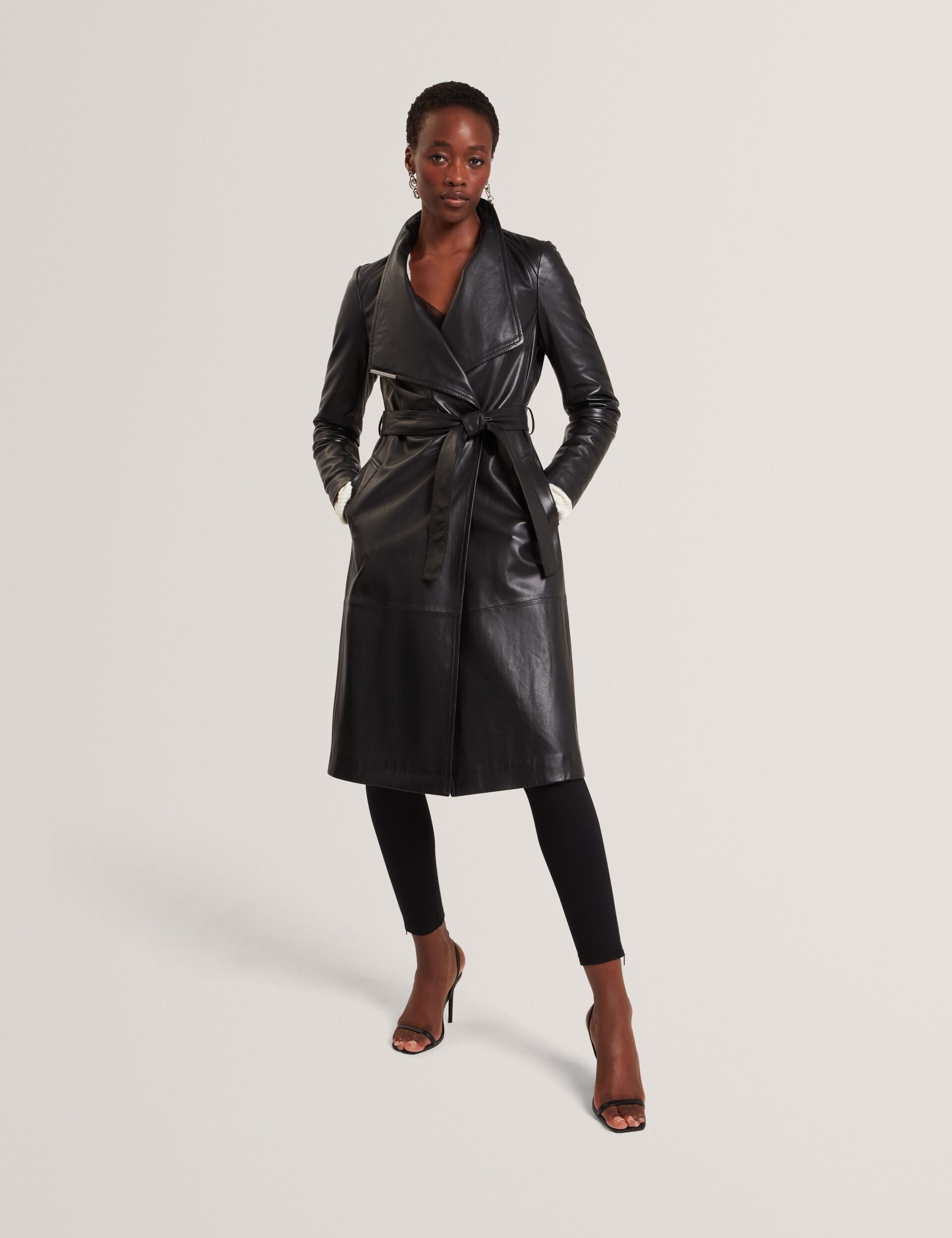 Ted Baker Rosmia Leather Belted Midi Wrap Coat Women's