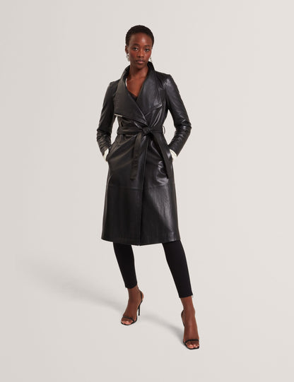 Ted Baker Rosmia Leather Belted Midi Wrap Coat Women's