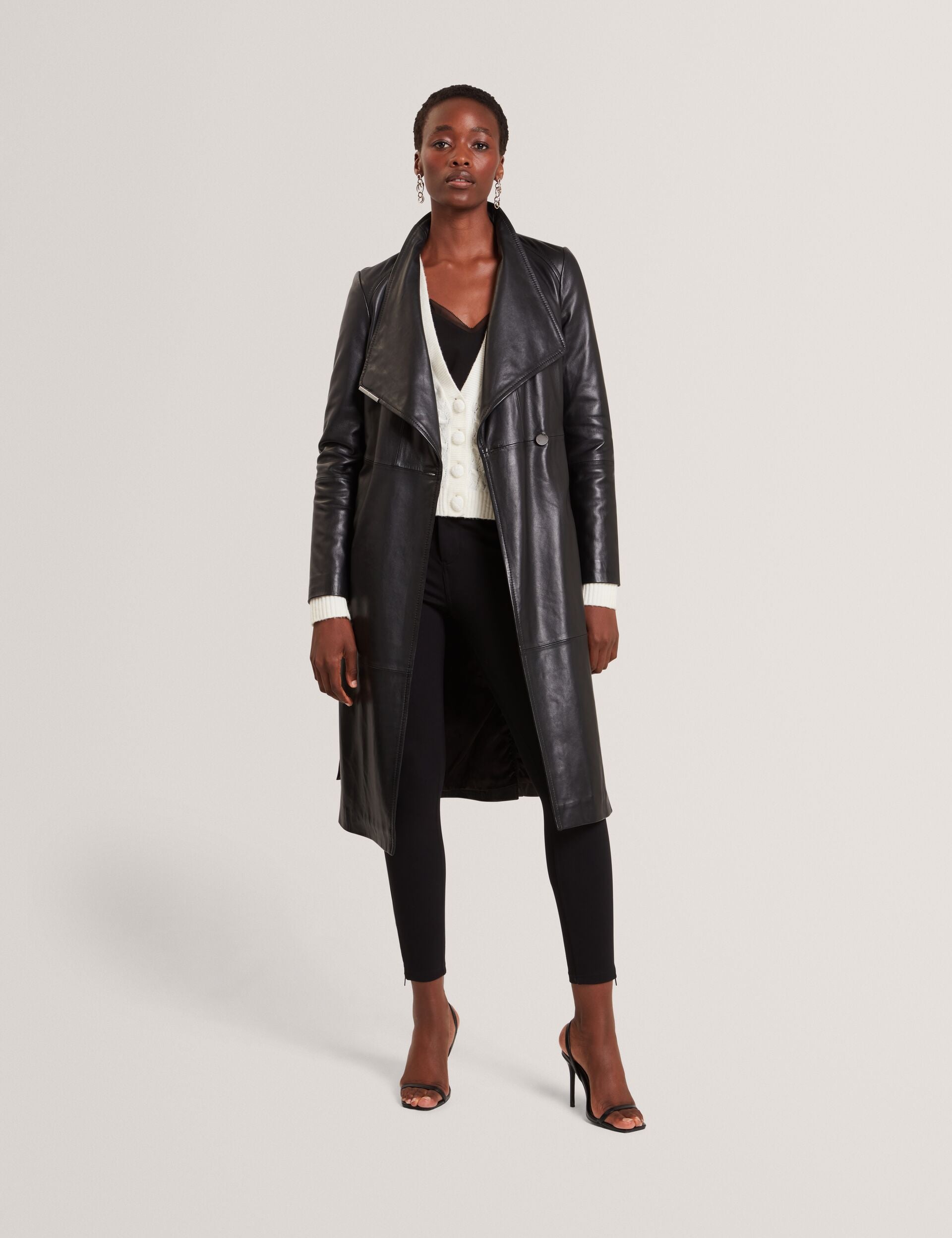 Ted Baker Rosmia Leather Belted Midi Wrap Coat Women's