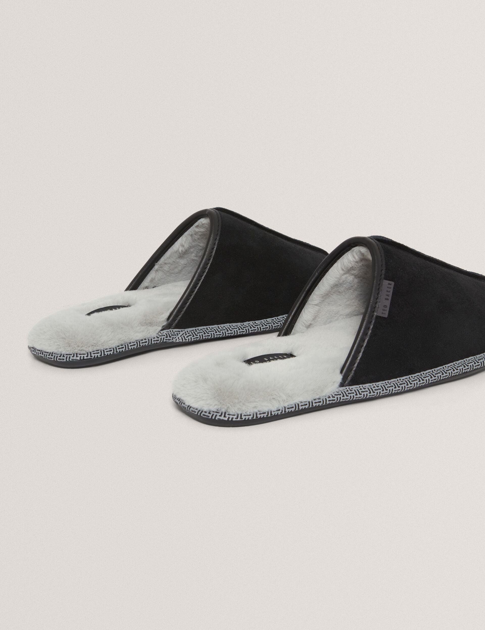 Ted Baker Peterr Suede Faux Fur Lined Mule Slippers