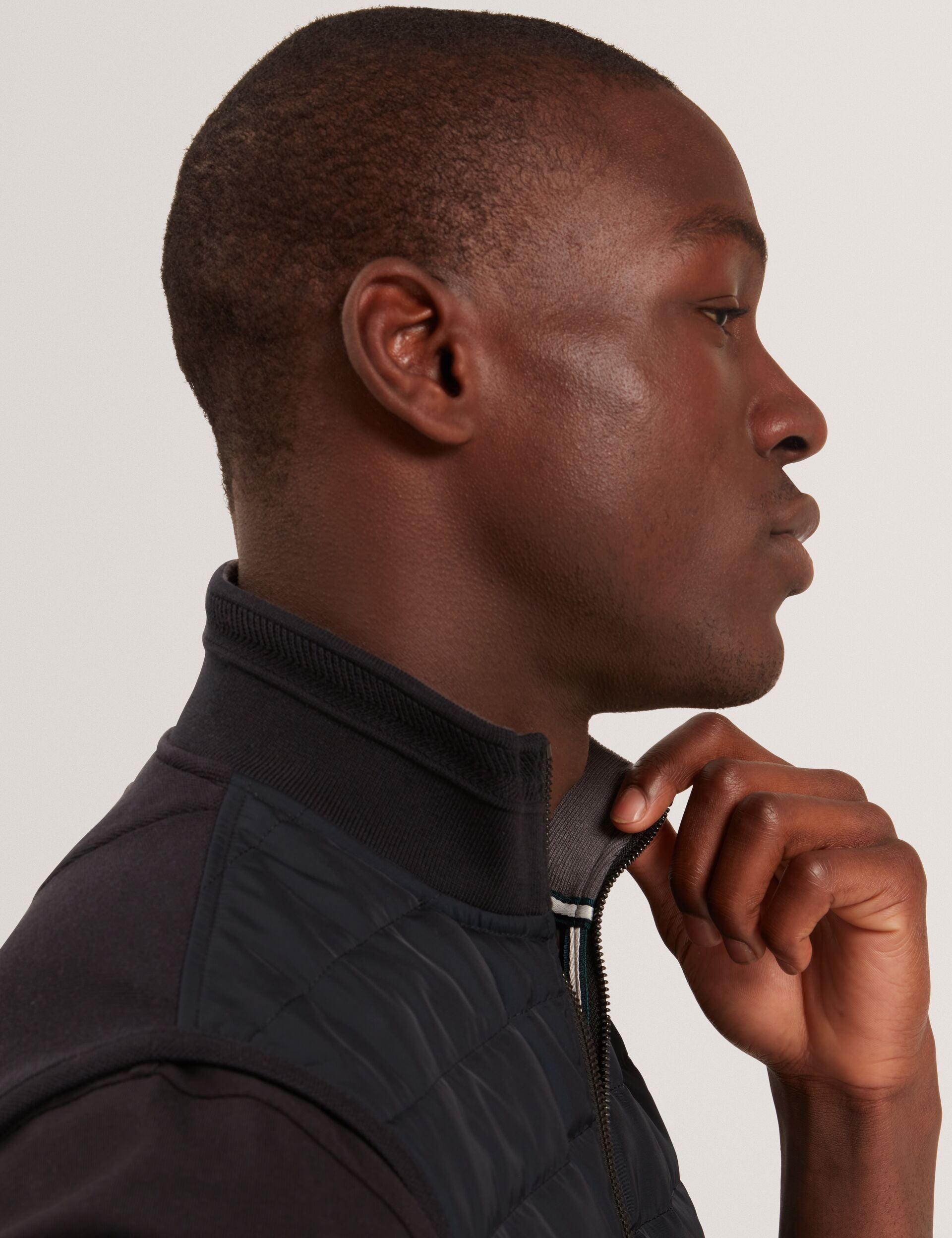 Ted Baker Pafavor Quilted Front Funnel Neck Zipup Gilet