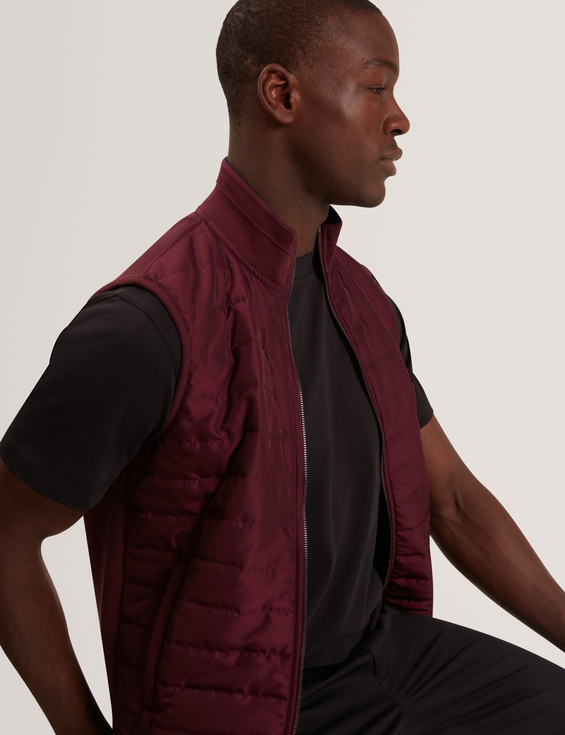 Ted Baker Pafavor Quilted Front Funnel Neck Zipup Gilet