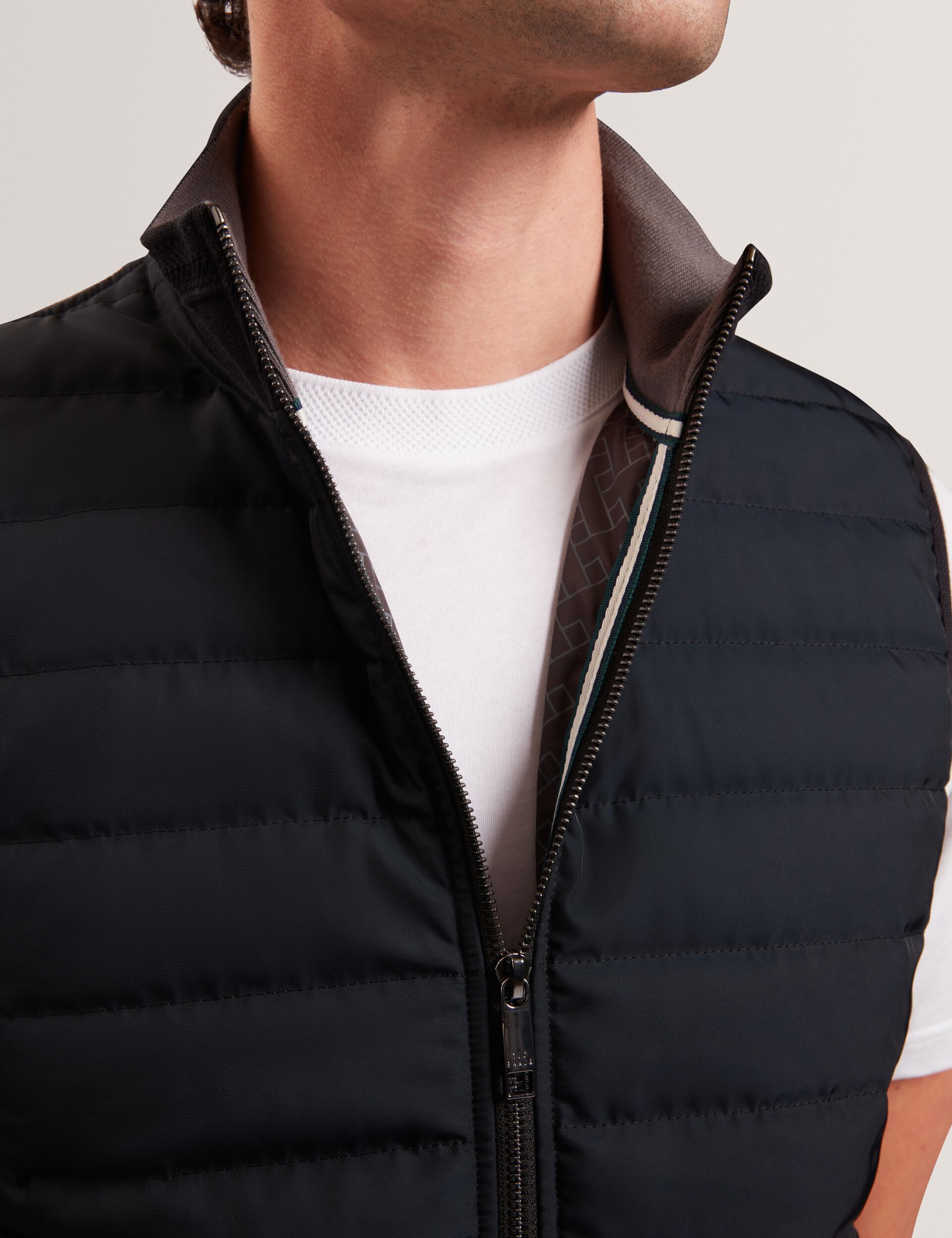 Ted Baker Pafavor Quilted Front Funnel Neck Zipup Gilet