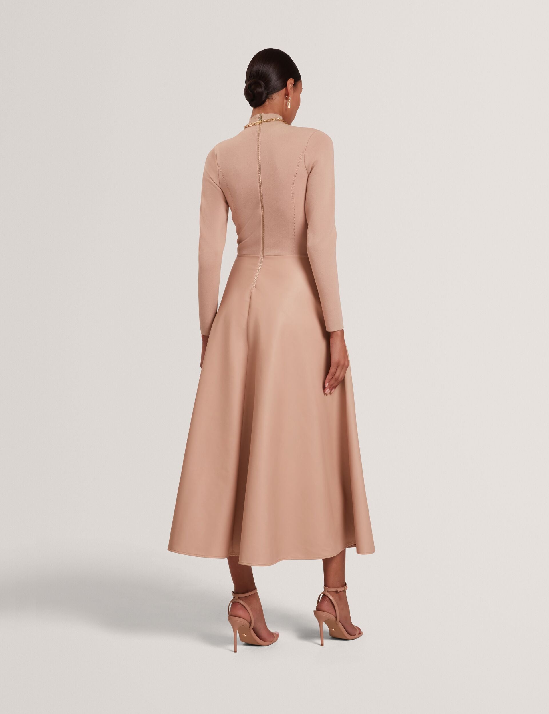 Ted Baker Allmie High Neck Knit Faux Leather Midi Dress Women's