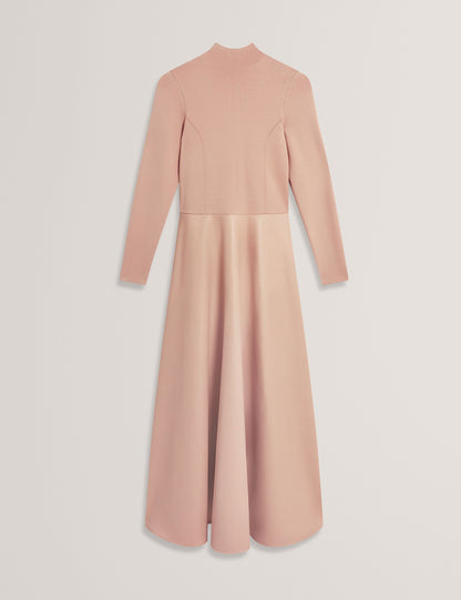 Ted Baker Allmie High Neck Knit Faux Leather Midi Dress Women's