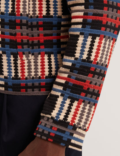 Ted Baker Henrein Pure Cotton Patchwork Knit Zip Jacket