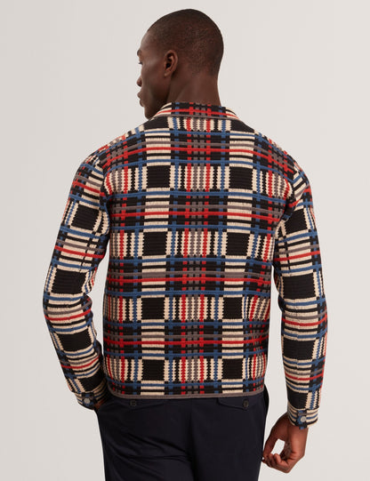 Ted Baker Henrein Pure Cotton Patchwork Knit Zip Jacket