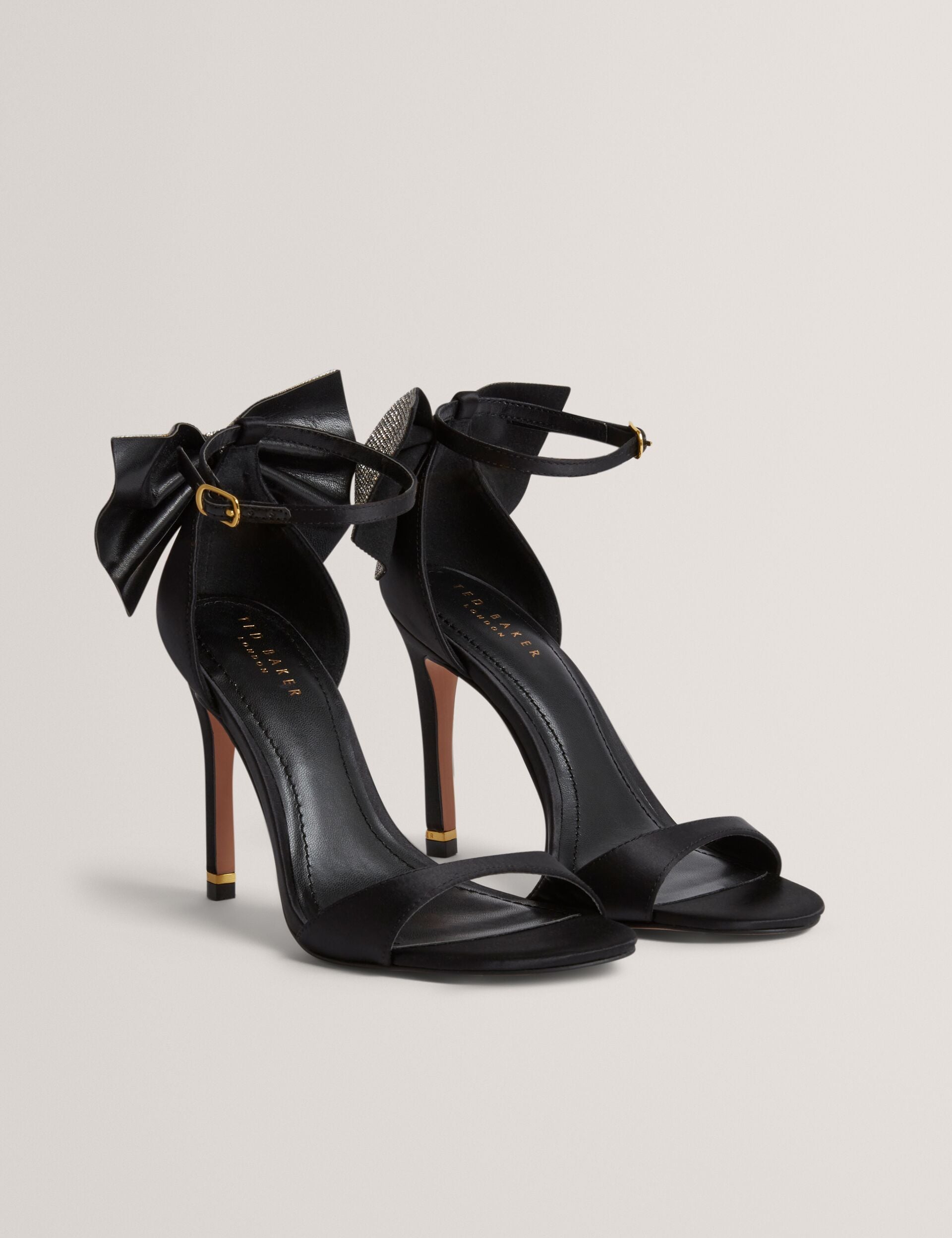 Ted Baker Criissy Rhinestone Bow Satin Stiletto Sandals Women's