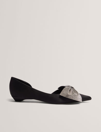 Ted Baker Crissly Rhinestone Bow Satin Pointed Kitten Heels Women's