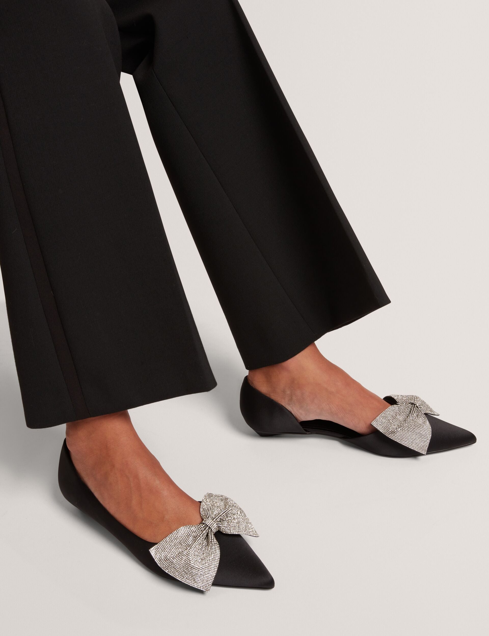 Ted Baker Crissly Rhinestone Bow Satin Pointed Kitten Heels Women's