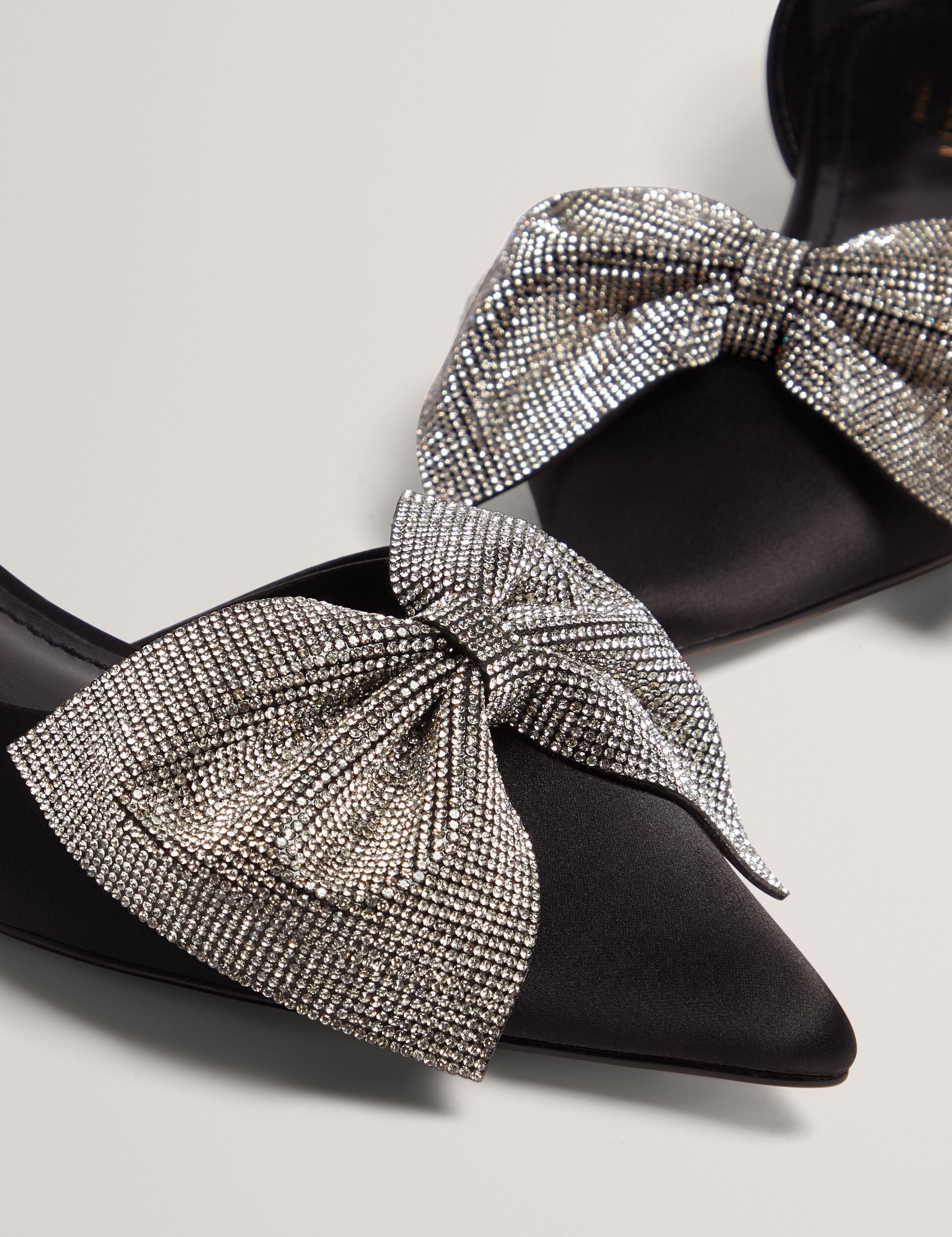 Ted Baker Crissly Rhinestone Bow Satin Pointed Kitten Heels Women's