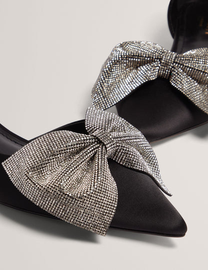 Ted Baker Crissly Rhinestone Bow Satin Pointed Kitten Heels Women's