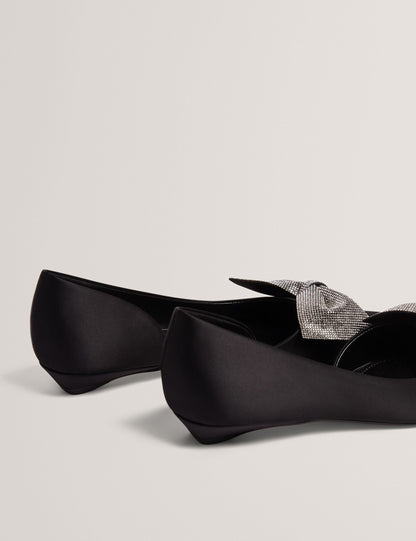 Ted Baker Crissly Rhinestone Bow Satin Pointed Kitten Heels Women's