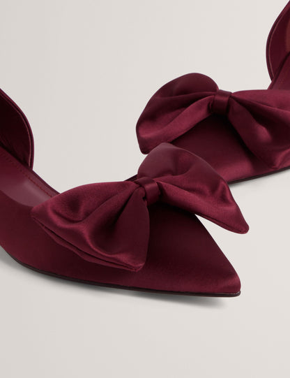Ted Baker Soufiya Bow Detail Satin Pointed Kitten Heels Women's