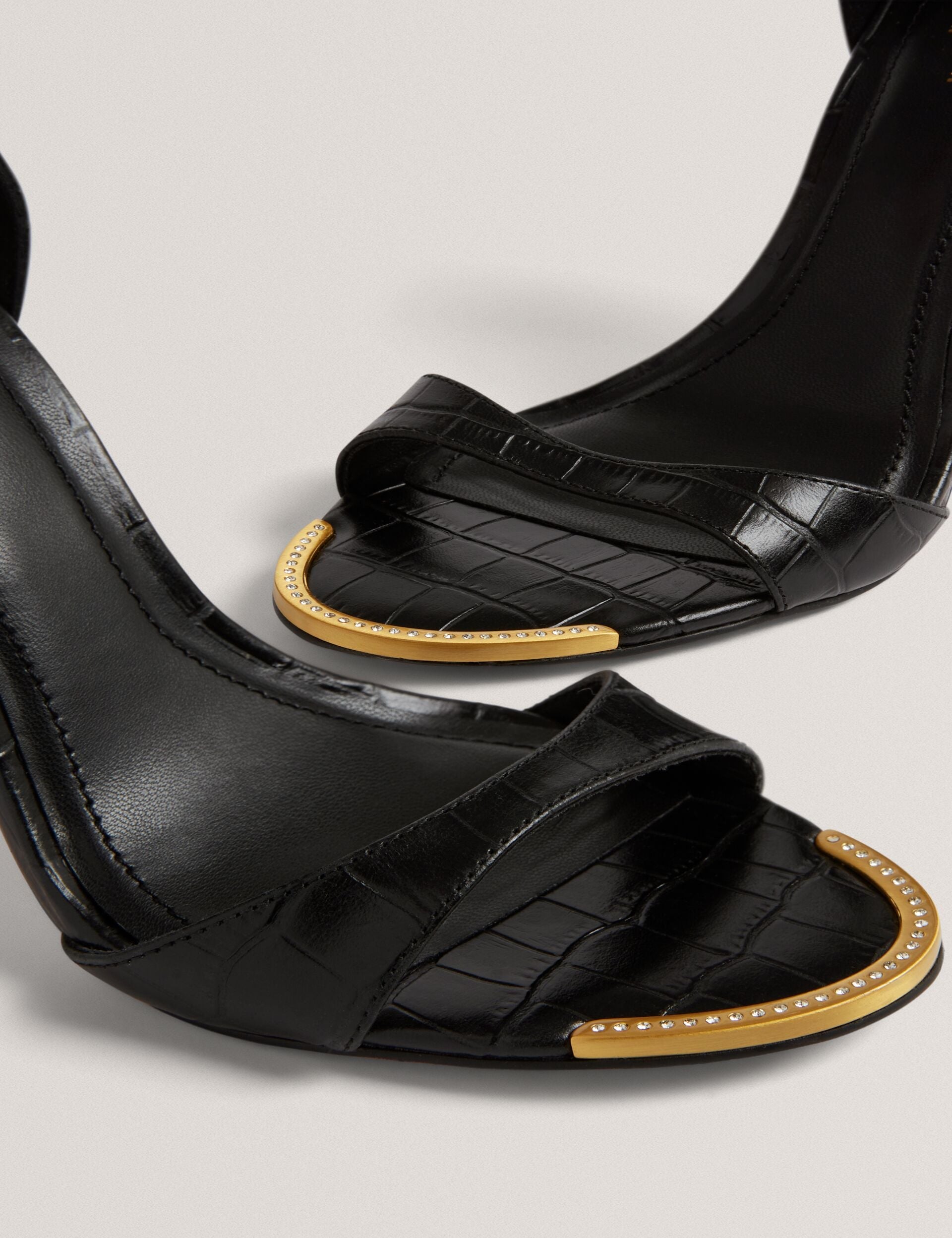 Ted Baker Helliy Croc Effect Leather Stiletto Heel Sandals Women's