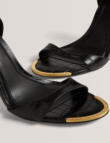 Ted Baker Helliy Croc Effect Leather Stiletto Heel Sandals Women's