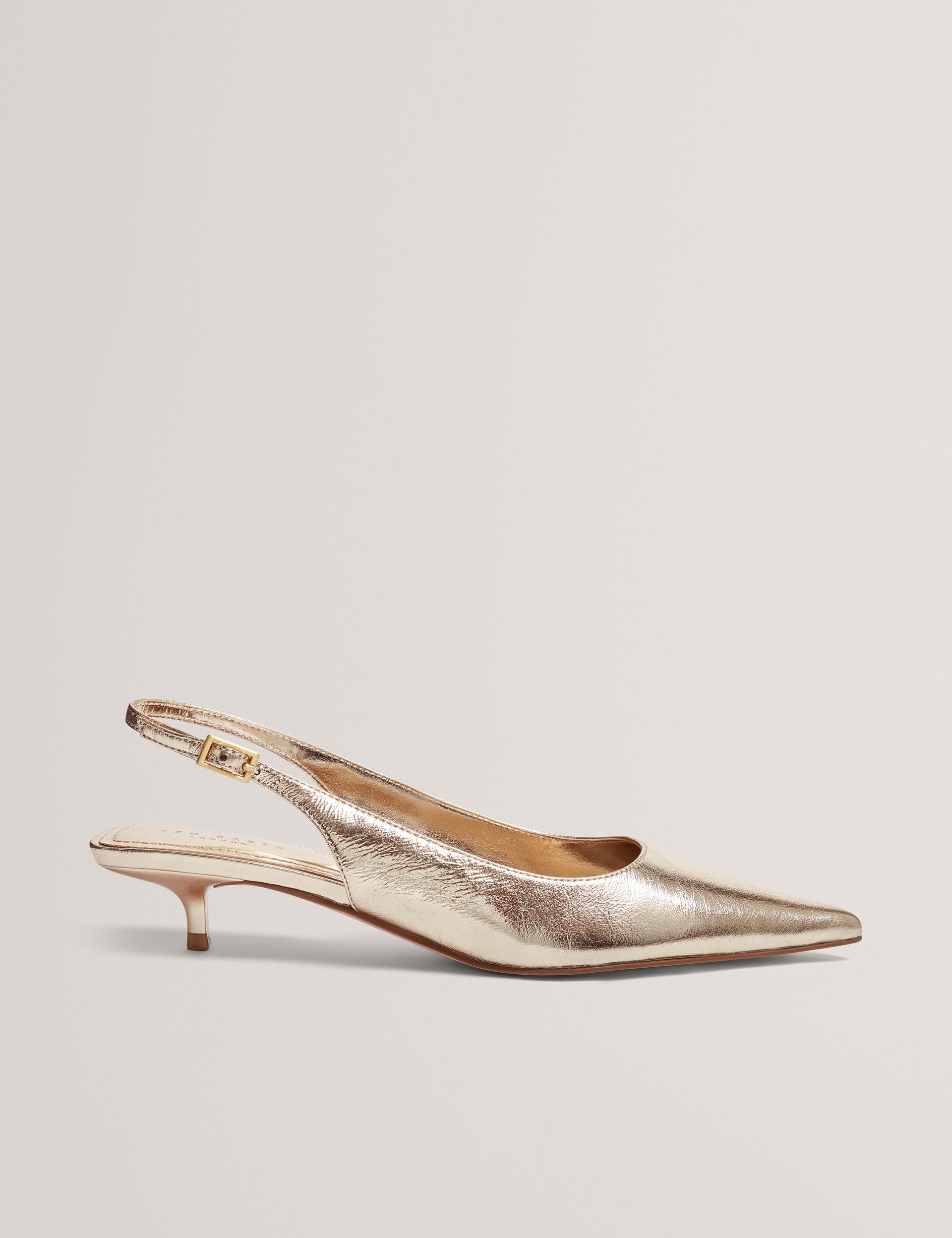 Ted Baker Kitiy Metallic Leather Slingback Kitten Heel Shoes Women's