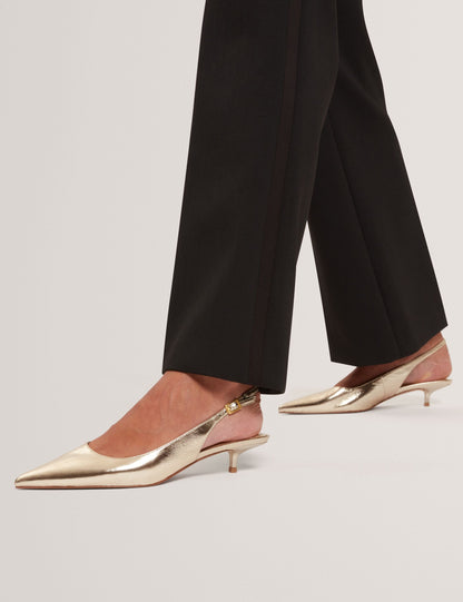 Ted Baker Kitiy Metallic Leather Slingback Kitten Heel Shoes Women's