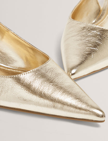 Ted Baker Kitiy Metallic Leather Slingback Kitten Heel Shoes Women's