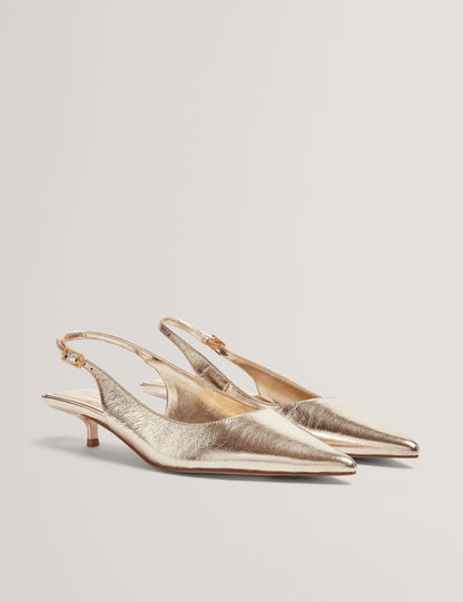 Ted Baker Kitiy Metallic Leather Slingback Kitten Heel Shoes Women's