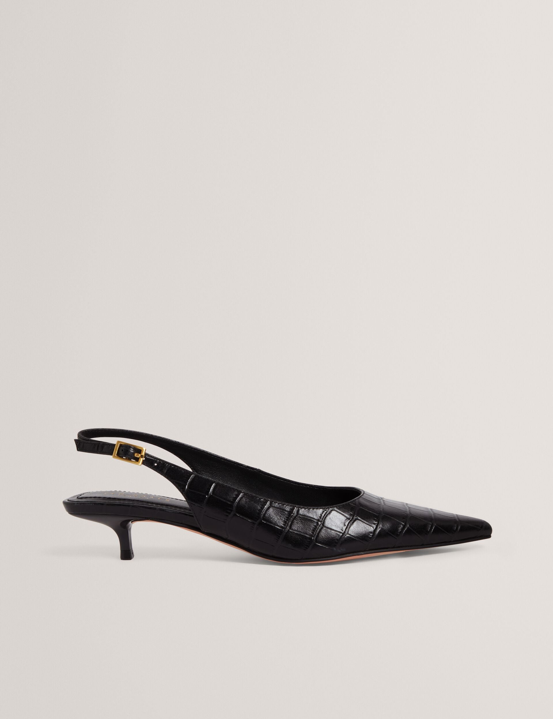 Ted Baker Kitiy Croc Leather Slingback Kitten Heel Shoes Women's