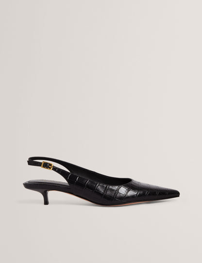 Ted Baker Kitiy Croc Leather Slingback Kitten Heel Shoes Women's